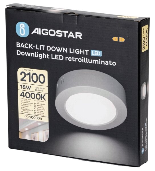 Aigostar - LED Plafoniera LED/18W/230V diametro 22,6 cm 4000K bianco