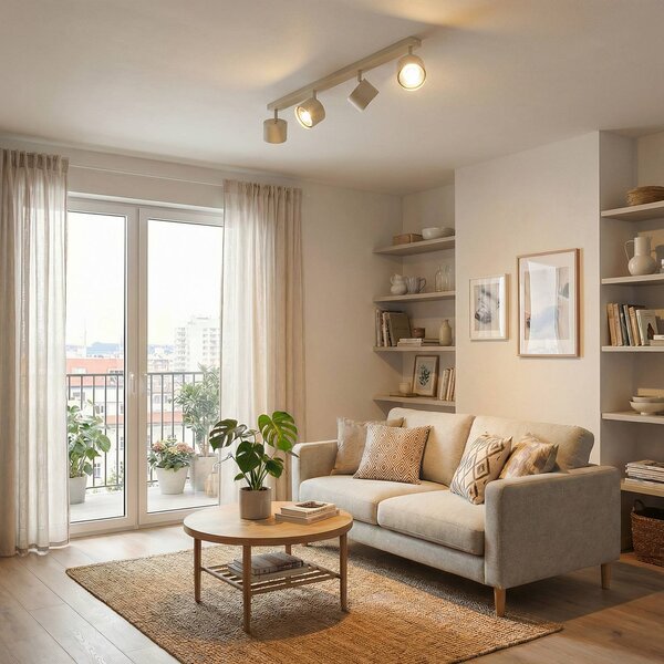 Faretto da soffitto Chloe, color crema, quattro luci, regolabile Chloe Argon, Crema / Ambra, Soggiorno / Sala da pranzo, Metallo, Moderno