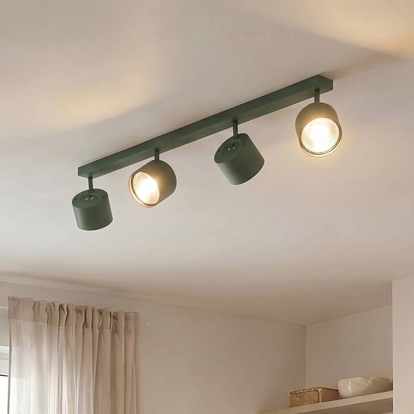 Faretto da soffitto Chloe, verde, quattro luci, regolabile Chloe Argon, Verde, Soggiorno / Sala da pranzo, Metallo, Moderno
