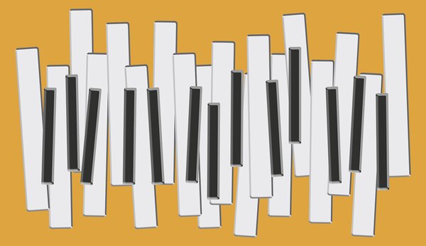 Carta da parati Tasti di pianoforte su sfondo giallo, Carta da parati lastrazione, Carta da parati popolare, w00961 - Tapeko.it