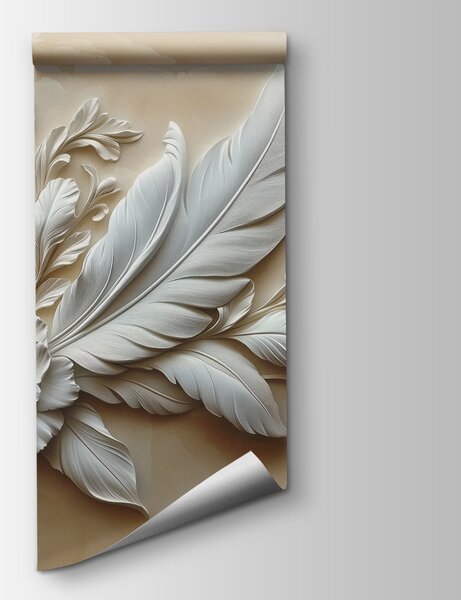 Carta da parati Disegno floreale bianco su una parete, Carta da parati 3d fiori, Carta da parati popolare, w01355 - Tapeko.it