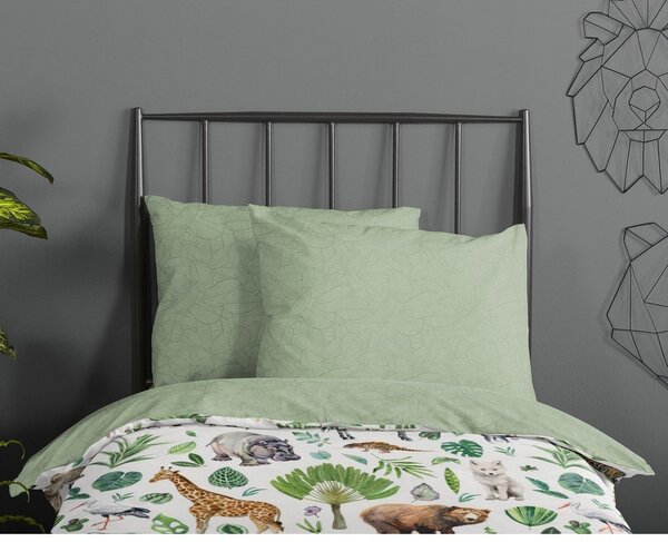 Set copripiumino e federa da bambini verde in cotone per culla 100x135 cm Samba – Good Morning