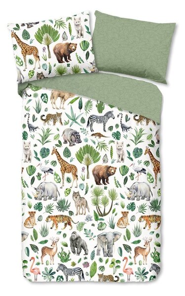 Set copripiumino e federa da bambini verde in cotone per culla 100x135 cm Samba – Good Morning