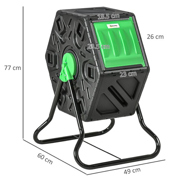 Outsunny Compostiera da Giardino Rotante 65L, Compostiera Girevole a 360°, Prese d'Aria, in PP, Compostaggio Rifiuti | Aosom Italy