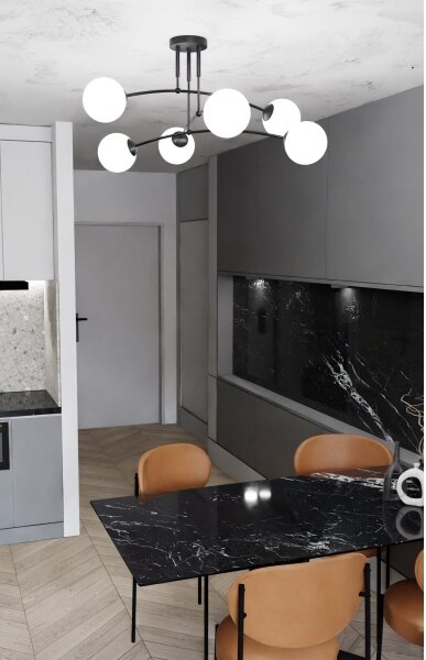 Lampadario a sospensione con supporto rigido PREGOS 6xE14/10W/230V nero/bianco