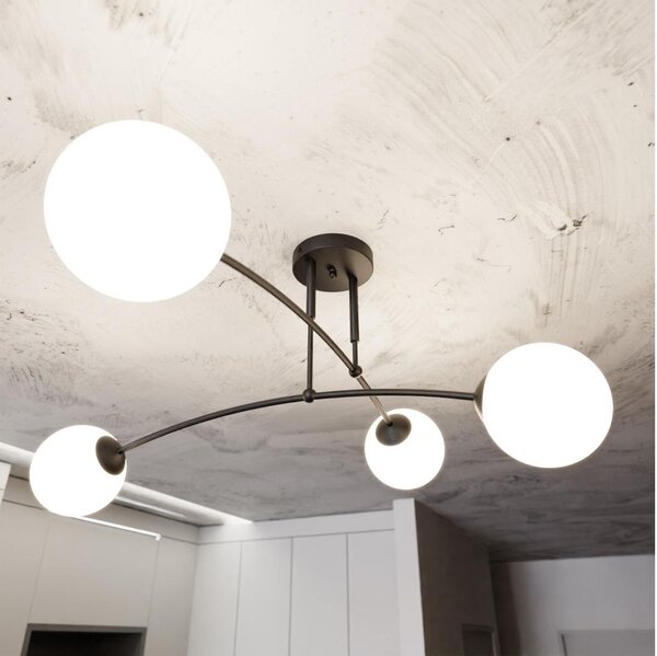 Lampadario a sospensione con supporto rigido PREGOS 4xE14/10W/230V nero