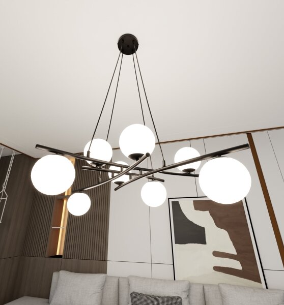Lampadario a sospensione con filo ESSA 8xE14/10W/230V nero/bianco