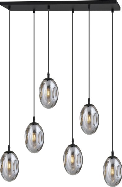 Lampadario a sospensione con filo ASTRAL 6xE14/10W/230V nero/fumé