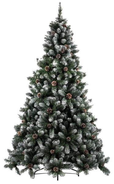 Albero di Natale Innevato Marilleva 150 cm 522 Rami Super Folto con Pigne in PVC Verde