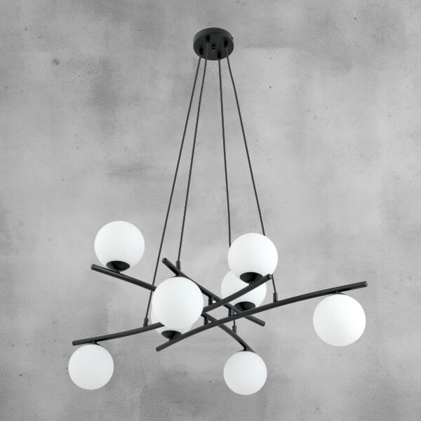Lampadario a sospensione con filo ESSA 8xE14/10W/230V nero/bianco
