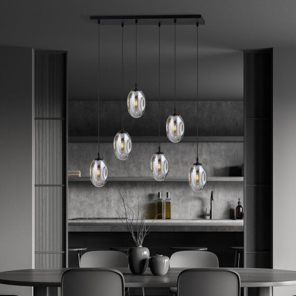 Lampadario a sospensione con filo ASTRAL 6xE14/10W/230V nero/fumé