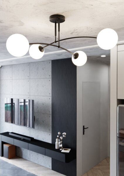Lampadario a sospensione con supporto rigido PREGOS 4xE14/10W/230V nero