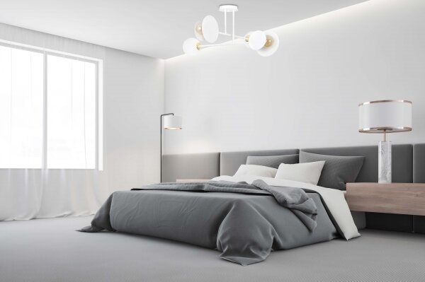 Lampadario a sospensione con supporto rigido MINERVA 2xE27/15W + 2xE14/10W/230V bianco