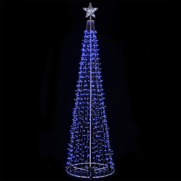 Albero di Natale Luminoso Ø80x280 cm 753 LED con 8 Giochi di Luce da Esterno in Metallo Blu