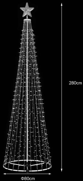 Albero di Natale Luminoso Ø80x280 cm 753 LED con 8 Giochi di Luce da Esterno in Metallo Blu