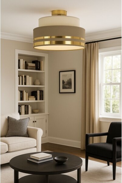 Plafoniera TAMI 1xE27/60W/230V beige/marrone/oro