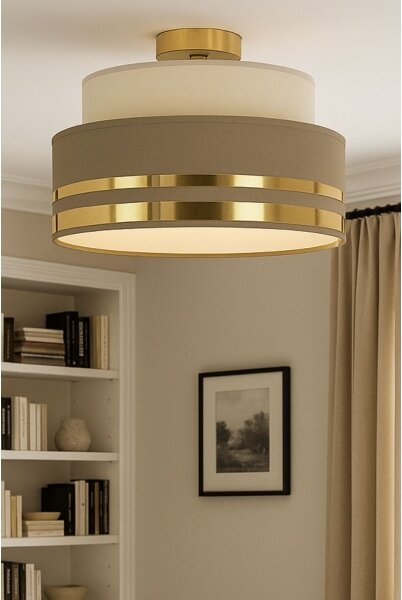 Plafoniera TAMI 1xE27/60W/230V beige/marrone/oro