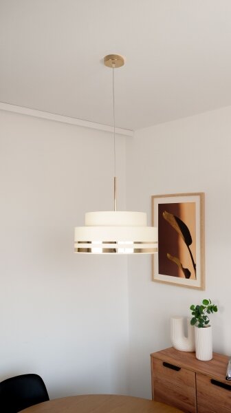 Lampadario a sospensione con filo TAMI 1xE27/60W/230V beige/oro