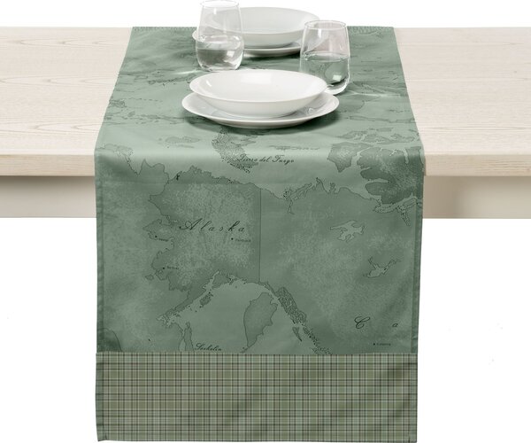 Runner Tavola 50X150 Geo Tartan Green VERDE Cotone Caleffi
