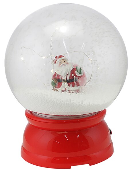 Ampolla Natalizia con Babbo Natale 20x25 cm con 6 LED Effetto Neve a Batteria