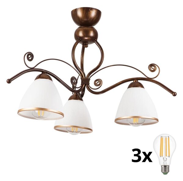Brilagi - Lampadario a plafone LED ANTICO 3xE27/60W/230V patina di bronzo