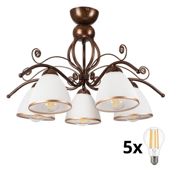 Brilagi - Lampadario a plafone LED ANTICO 5xE27/60W/230V patina di bronzo