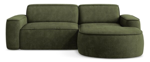 Divano angolare verde (con penisola a destra/con chaise lounge) con rivestimento in ciniglia Omao – Makamii