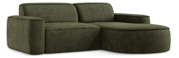 Divano angolare verde (con penisola a destra/con chaise lounge) con rivestimento in ciniglia Omao – Makamii