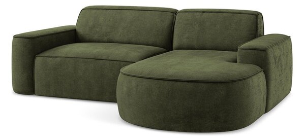 Divano angolare verde (con penisola a destra/con chaise lounge) con rivestimento in ciniglia Omao – Makamii
