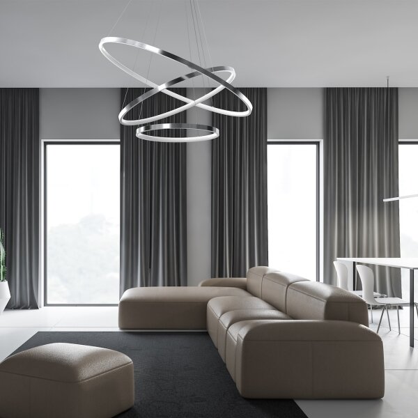 Lampadario LED a sospensione con filo HOOP LED/93W/230V diametro 80 cm 4000K cromo lucido