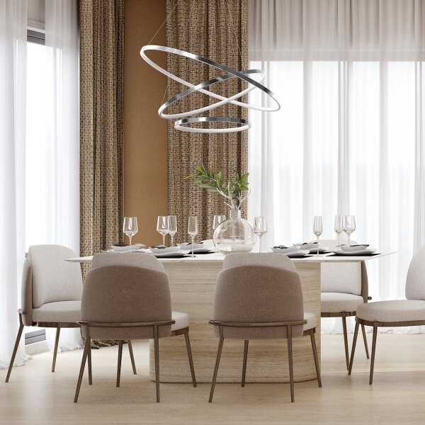 Lampadario LED a sospensione con filo HOOP LED/93W/230V diametro 80 cm 4000K cromo lucido