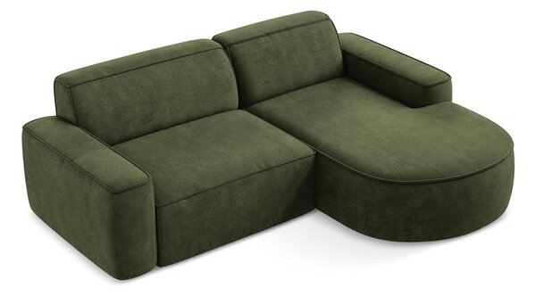 Divano angolare verde (con penisola a destra/con chaise lounge) con rivestimento in ciniglia Omao – Makamii