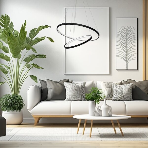 Lampadario LED a sospensione con filo HOOP LED/51W/230V diametro 60 cm 4000K nero