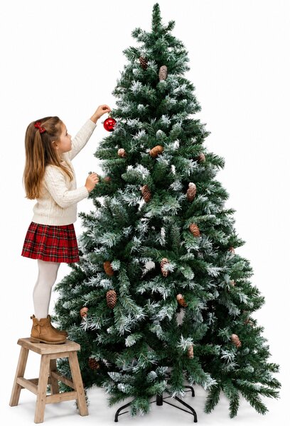 Albero di Natale Innevato Tirolese 240 cm Foltissimo con Pigne Bianco