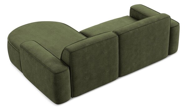 Divano angolare verde (con penisola a destra/con chaise lounge) con rivestimento in ciniglia Omao – Makamii