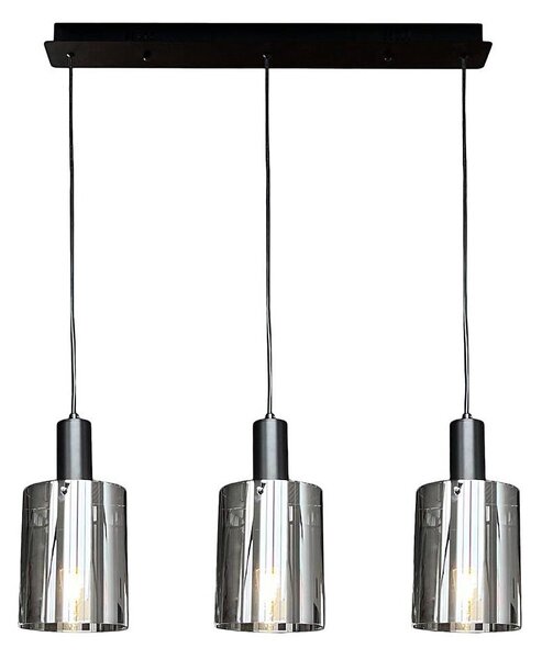 Lampadario a sospensione con filo ARCADIA 3xE27/60W/230V nero/fumé