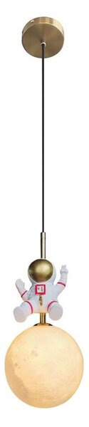 Lampadario a sospensione per bambini ASTRONAUT 1xE27/60W/230V diametro 15 cm oro/beige