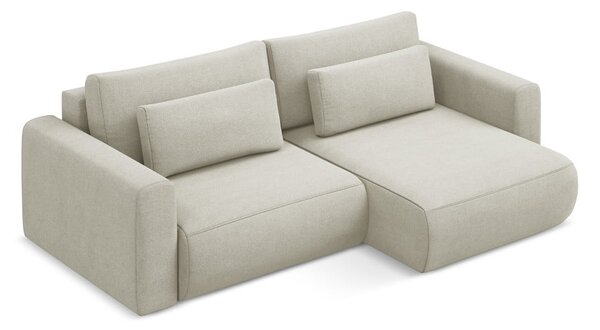 Divano angolare beige allungabile/con contenitore (con penisola a destra/con chaise lounge) Kapua – Makamii