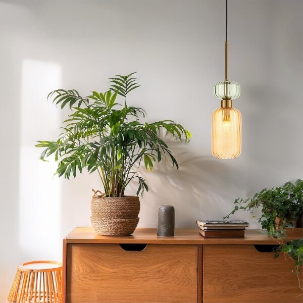 Lampadario a sospensione con filo MOLLY 1xE14/40W/230V diametro 12 cm oro/arancione/verde