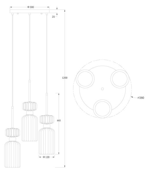 Lampadario a sospensione con filo MOLLY 3xE14/40W/230V diametro 38 cm colorato