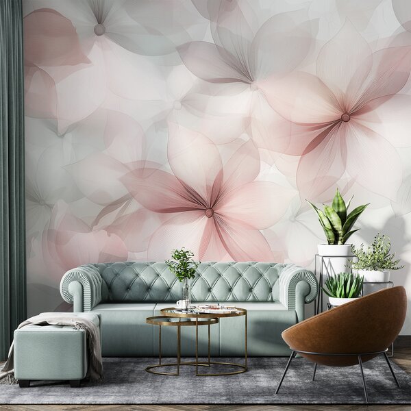Carta da parati Composizione floreale, colori tenui rosa e grigio, motivo floreale, Carta da parati 3D, Carta da parati Fiori 3D, w01446v1 : Uwalls.it