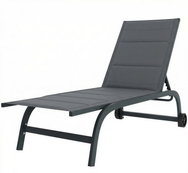 Outsunny Sdraio Traspirante da Giardino con Schienale Regolabile a 6 Posizioni, Ruote e Telaio in Alluminio, Grigio Scuro | Aosom Italy