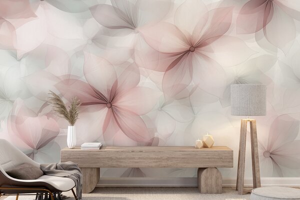 Carta da parati Composizione floreale, colori tenui rosa e grigio, motivo floreale, Carta da parati 3D, Carta da parati Fiori 3D, w01446v1 : Uwalls.it