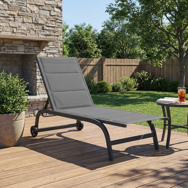 Outsunny Sdraio Traspirante da Giardino con Schienale Regolabile a 6 Posizioni, Ruote e Telaio in Alluminio, Grigio Scuro | Aosom Italy