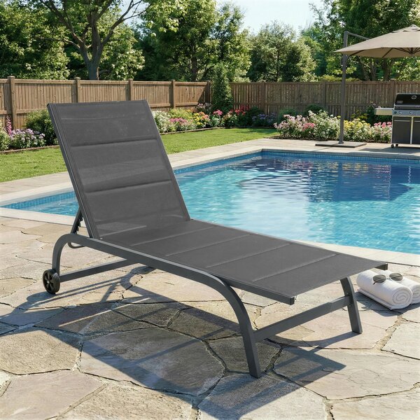 Outsunny Sdraio Traspirante da Giardino con Schienale Regolabile a 6 Posizioni, Ruote e Telaio in Alluminio, Grigio Scuro | Aosom Italy