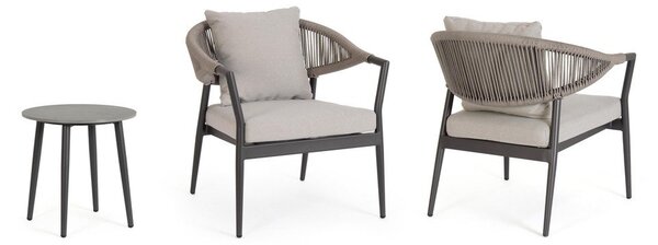 Set di mobili da giardino color kaki/grigio tortora in alluminio per 2 persone Millor – Bizzotto