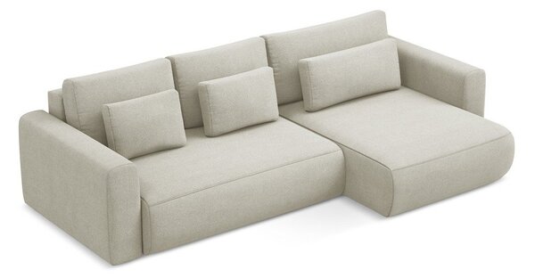Divano angolare beige allungabile/con contenitore (con penisola a destra/con chaise lounge) Kapua – Makamii