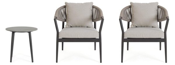 Set di mobili da giardino color kaki/grigio tortora in alluminio per 2 persone Millor – Bizzotto