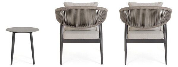 Set di mobili da giardino color kaki/grigio tortora in alluminio per 2 persone Millor – Bizzotto