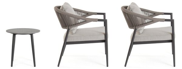 Set di mobili da giardino color kaki/grigio tortora in alluminio per 2 persone Millor – Bizzotto
